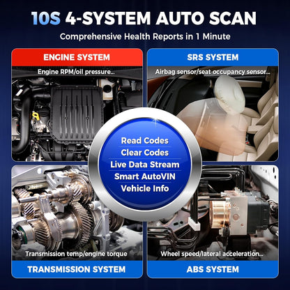 OBD2 Diagnoseapparaat – Auto Scanner – Foutcode Lezer – Diagnosetool – Autodiagnose – 4 Systemen in 1 – 12 Onderhoudsfuncties