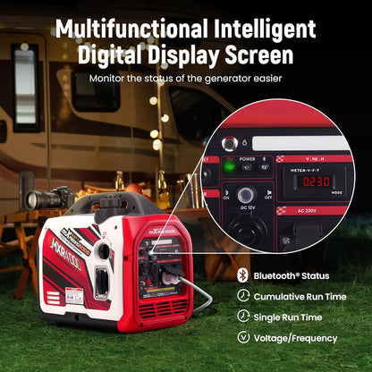 maXpeedingrods Stroomgenerator, inverter, 3500 W, benzinegenerator, met gegevensbewaking via Bluetooth®-app, geschikt voor camper, outdoor camping, back-up voor thuis