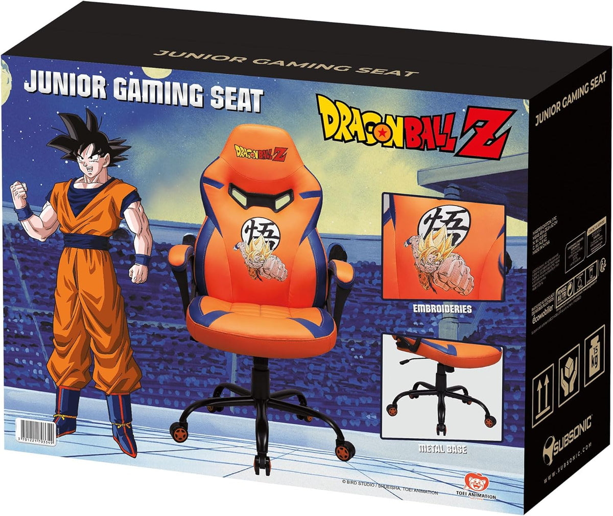 Subsonic Dbz Dragon Ballz Gaming Stoel Of Kantoorstoel, Pop Gamer Stoel Voor Kinderen, Comfortabele Schommelstoel, Geïntegreerde Hoofdsteun En Armleuningen, Ergonomische, In Hoogte Verstelbaar Oranje