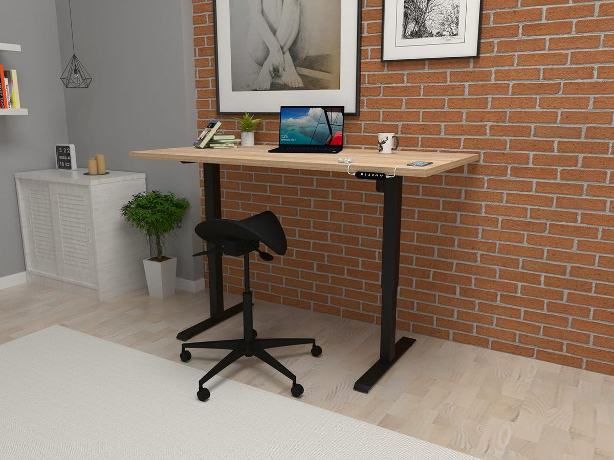 POKAR Height Adjustable Desk Height Adjustable Electric Office Table with Tabletop (Sonoma Oak, 175 x 80) - QUORE