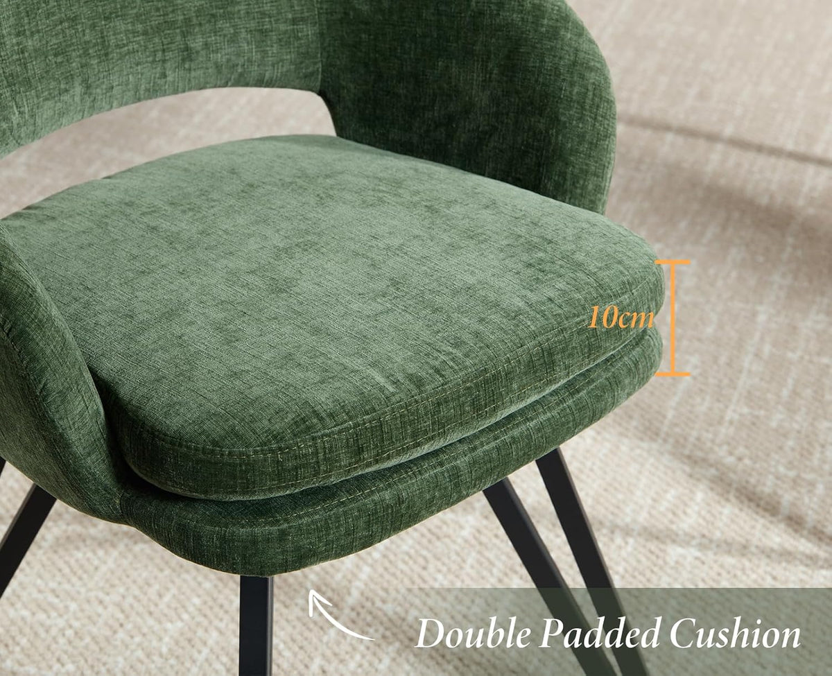 chairus Swivel Dining Chairs Set of 2 Chenille Fabric Kitchen Chairs Upholstered Dining Chair Dining Chair (Green) - QUORE