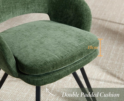 chairus Swivel Dining Chairs Set of 2 Chenille Fabric Kitchen Chairs Upholstered Dining Chair Dining Chair (Green) - QUORE