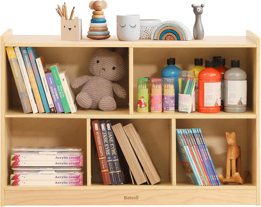 Toy Storage Organizer, 2-Tier Kids Bookshelf, 5 Cube Kids' Bookcases - QUORE