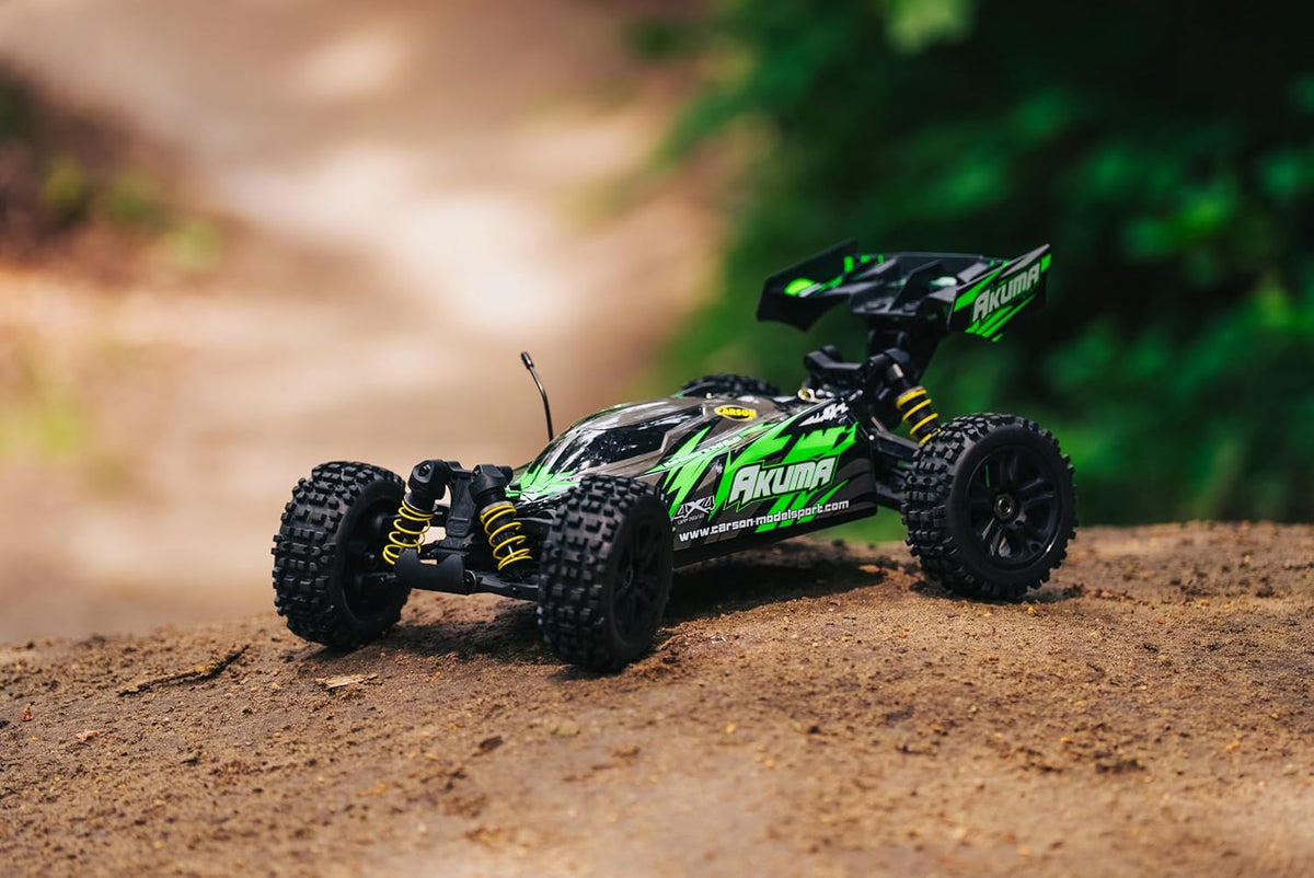 Carson 500409082 1:8 Akuma Buggy 4WD 100% RTR groen - op afstand bestuurbare auto, off-road, hoge kwaliteit, RC voertuig, RC auto 70 km/h, op afstand bestuurbare buggy