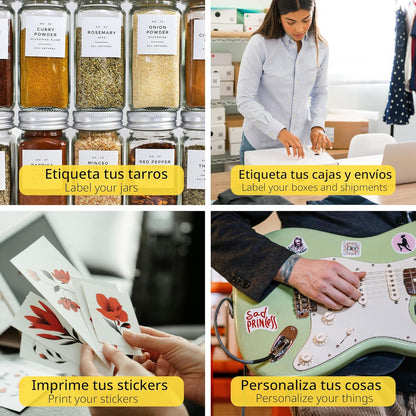 A4-vellen met witte zelfklevende etiketten, maak je gepersonaliseerde stickers op elk oppervlak, veilig zelfklevend A4-papier, zelfklevend etiket om af te drukken - Ofituria (4 per vel, 2000 vellen)