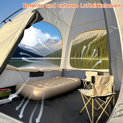 6-Persoons Auto Tent met Waterdicht Dak, Grote Autotent Voor SUV 300x300x220 cm, met 3000 mm waterkolom. Polyester Achtertent Voertuig, Perfect Voor Kamperen/Autoreizen/Festivals.