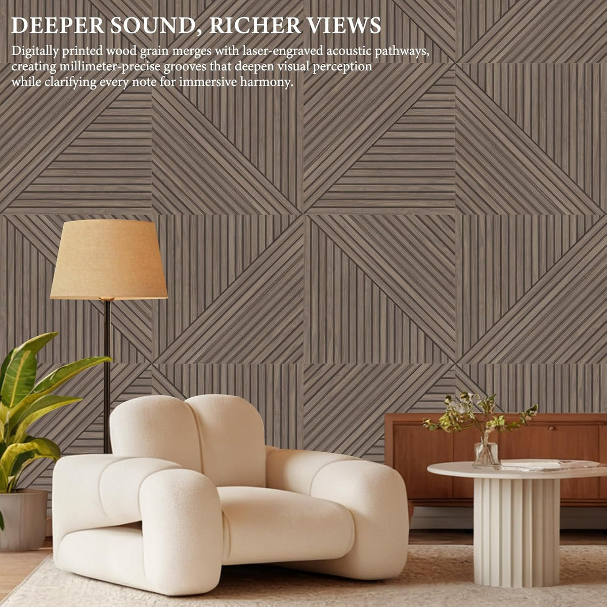 JBER Akoestische panelen, 6 stuks zelfklevende decoratieve geluiddempende panelen, geluidsabsorberende wandpanelen voor kantoor, opnamestudio, woonkamer, slaapkamer, 180 x 120 cm, licht notenhout