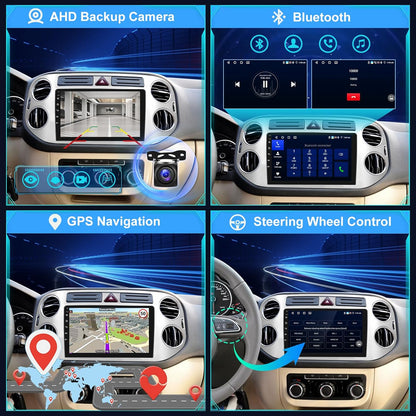 [4+64G] Android Car Radio for VW Tiguan 2006-2016 with Wireless Carplay and Android Car - 9 Inch IPS 1280 * 720P Touch Screen Car Radio with AI DSP, EQ, SWC, GPS + AHD Rear View Camera