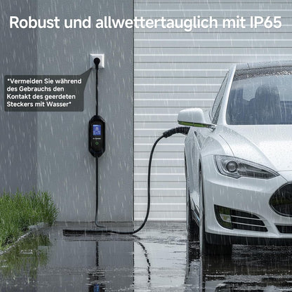 Type 2 oplaadkabel Schuko 3,6kW 5m, 6-16A 1-fase oplaadkabel Type 2, draagbaar EV-oplaadstation met digitale display, EV-oplader tijdfunctie & IP65, voor PHEV & EV IEC 62196-2