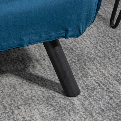 Slaapbank – Bedbank – Sleeperbank – Logeerbank – 2-in-1 Sofa – Verstelbare Rugleuning – Fluweel Bekleding – Compact 102x73x81 cm – Blauw