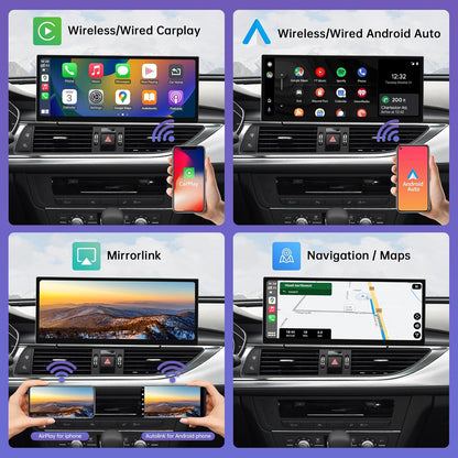 Road Top 12.3 Inch Autoradio Draadloos CarPlay Touchscreen voor Audi A6/A7 2016-2018 Jaar met MIB2-systeem, Autoradio Stereo Multimediascherm, Ondersteuning Draadloos Android Auto, Mirrorlink