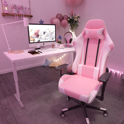 IntimaTe WM Heart D1001001B21 Gamingstoel, ergonomische racestoel, verstelbare pc-gamingstoel met hoge rugleuning met armen en rugsteun, liggende bureaustoelen (roze),50 * 55 * 131 cm