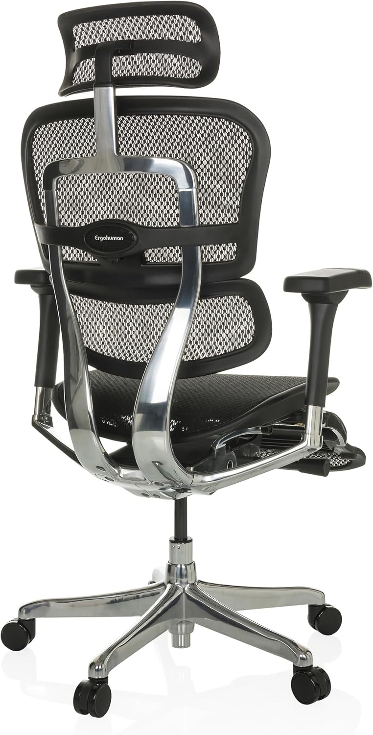 hjh OFFICE Bureaustoel ERGOHUMAN Plus LEGPRO I hoogwaardige bureaustoel met ergonomische rugleuning, zwart, 652298