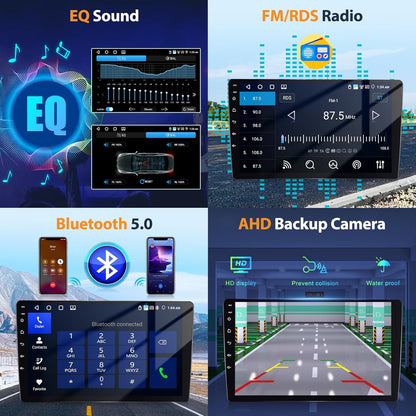 [4G+64G] 2 Din Autoradio Draadloze Apple CarPlay & Android Auto Radio, Motorsi 9'' HD Touchscreen Android Radio met GPS Navigatie/Bluetooth/Mirror Link/SWC/EQ/FM/RDS/Achteruitrijcamera