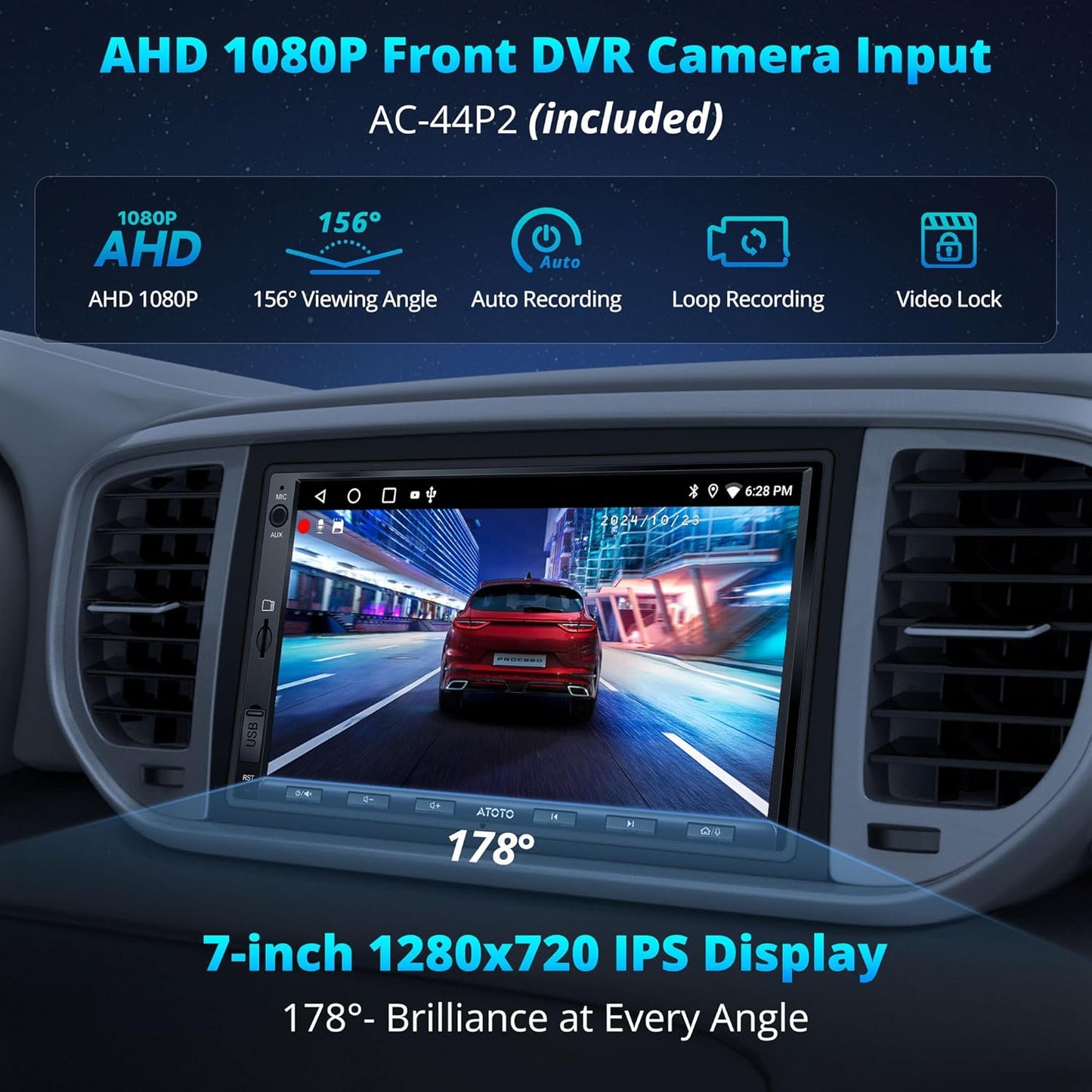 Android Autoradio 2 DIN – Multimedia Autoradio – Auto Stereo – Navigatie Systeem – Touchscreen Radio – 7 Inch Scherm – Draadloze CarPlay & Android Auto – 1080P DVR Camera