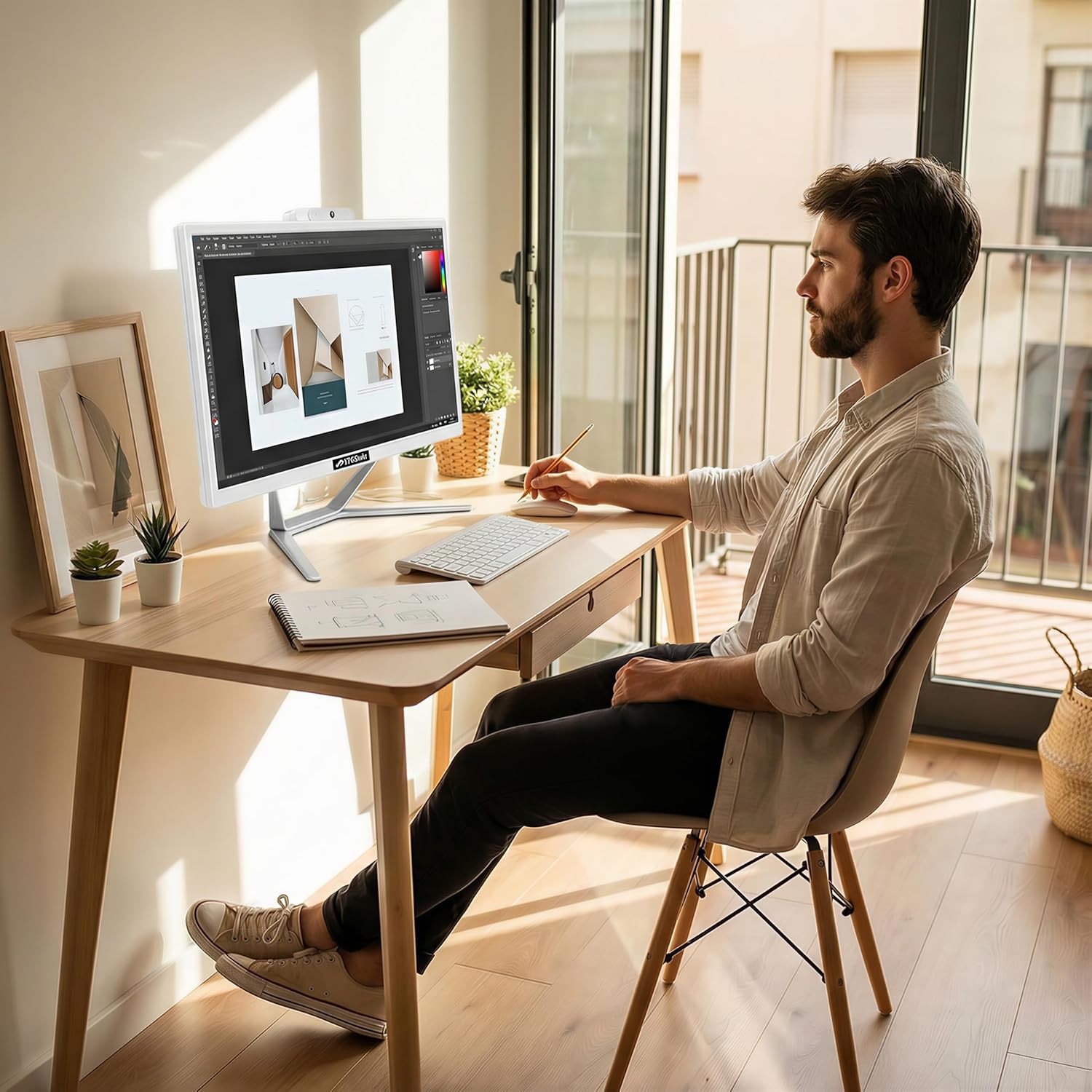 STGsivir All-in-one desktop, 21.5 inch, i5 to 3.6 GHz, 16 GB RAM, 512 GB SSD, WiFi, Bluetooth, Windows 11 Pro, white - QUORE