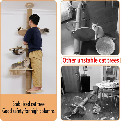 Verticale Krabpaal – Kattenkrabpaal – Klimtoren – Kattenboom – Krabmeubel – Verstelbaar 127-305 cm – Stevig Sisal Krabpaal