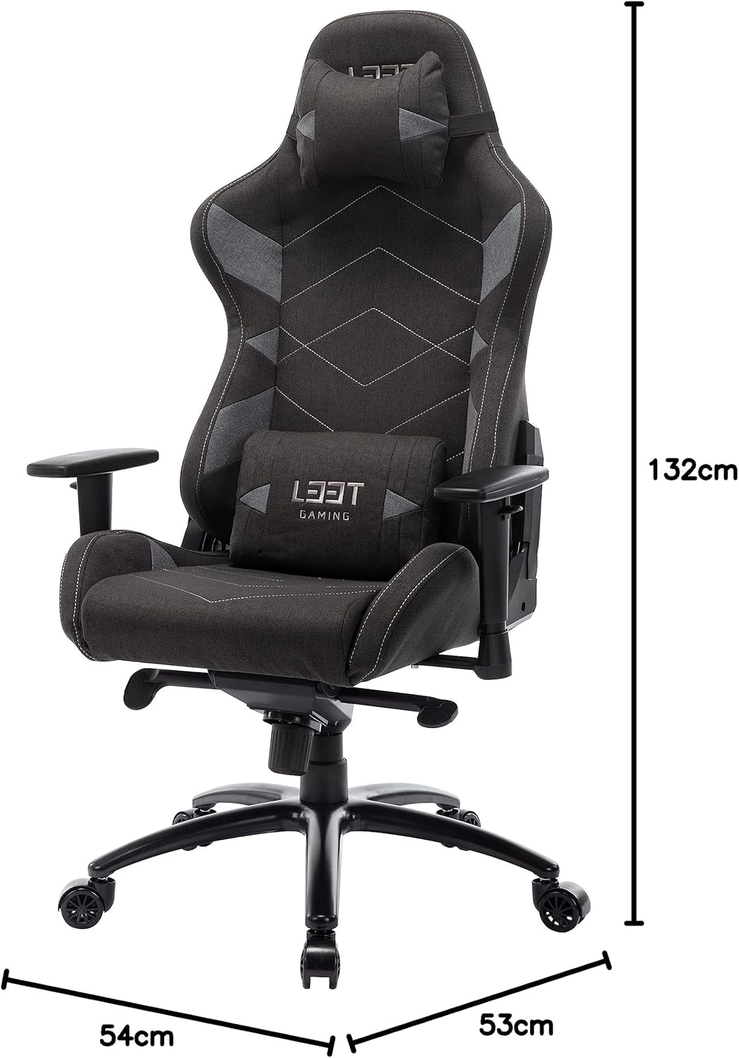 L33T Gaming Gamingstoel, kunstleer, donkergrijs, normaal