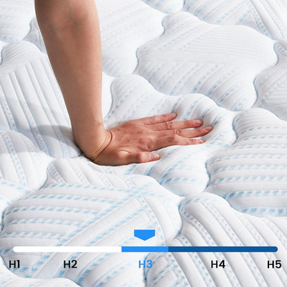 Coolvie Matras, 160 x 200 cm, orthopedische 7-zone pocketveringmatras, H3, hoogte 20 cm, met gel-traagschuim voor zijslapers en rugslapers, Oeko-Tex gecertificeerd
