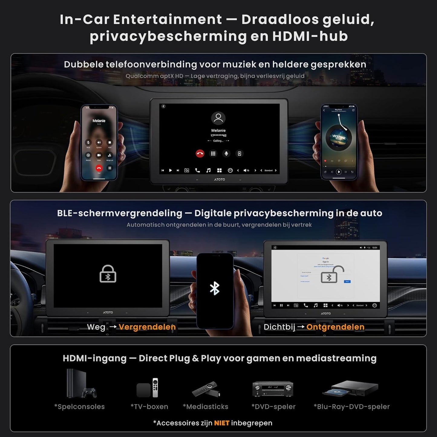 Autoradio – Auto Radio – 2-DIN Multimedia Speler – Android Auto – Apple CarPlay – 10,1" QLED Scherm – DAB+ Radio & 4G LTE Connectivity