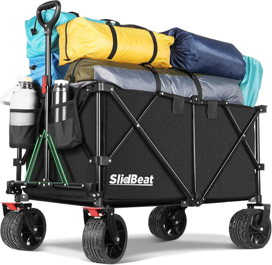 Strandwagen met grote universele wielen, 300 l, zware campingwagen met rebound-handvat, vouwwagen, camping, tuinwagen, inklapbare winkelwagen