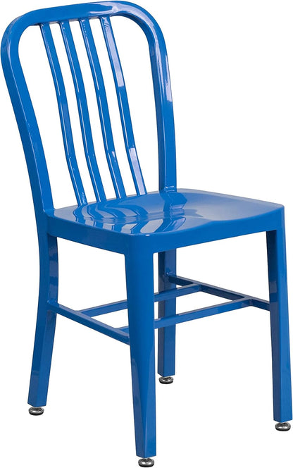 Flash Furniture Commerciële stoel voor binnen en buiten, van metaal, 2 stuks, blauw