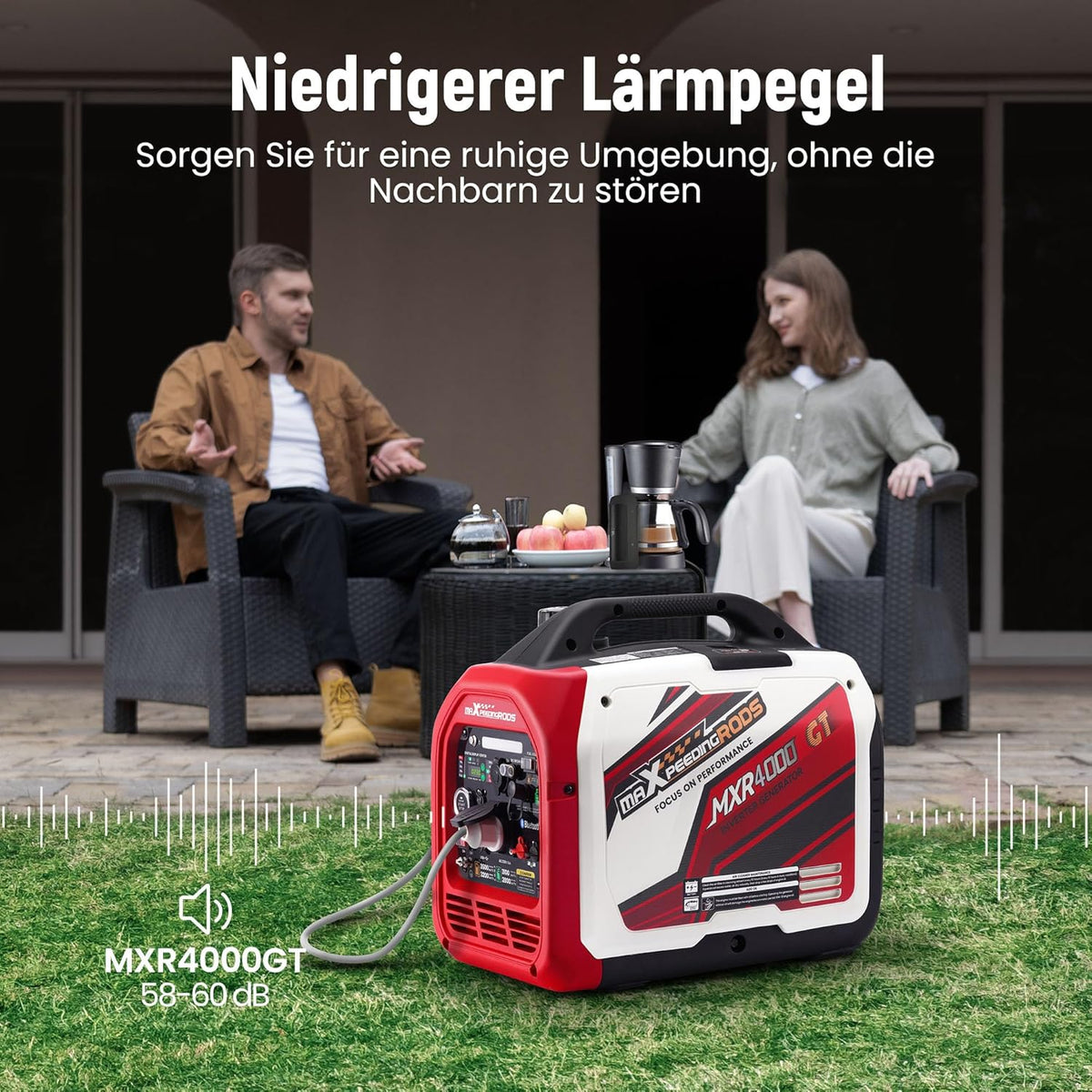 maXpeedingrods Stroomgenerator, inverter, 3500 W, benzine, stil, met Bluetooth®-app, afstandsbediening, stroomgenerator, LPG, benzine, digitaal, licht, als noodstroomaggregaat, voor camping, garage,