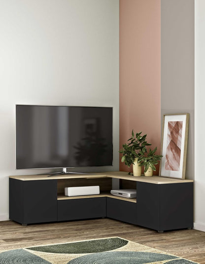 TemaHome, TV-hoek, zwart en eiken, 130 x 40 x 46 cm (B x D x H)