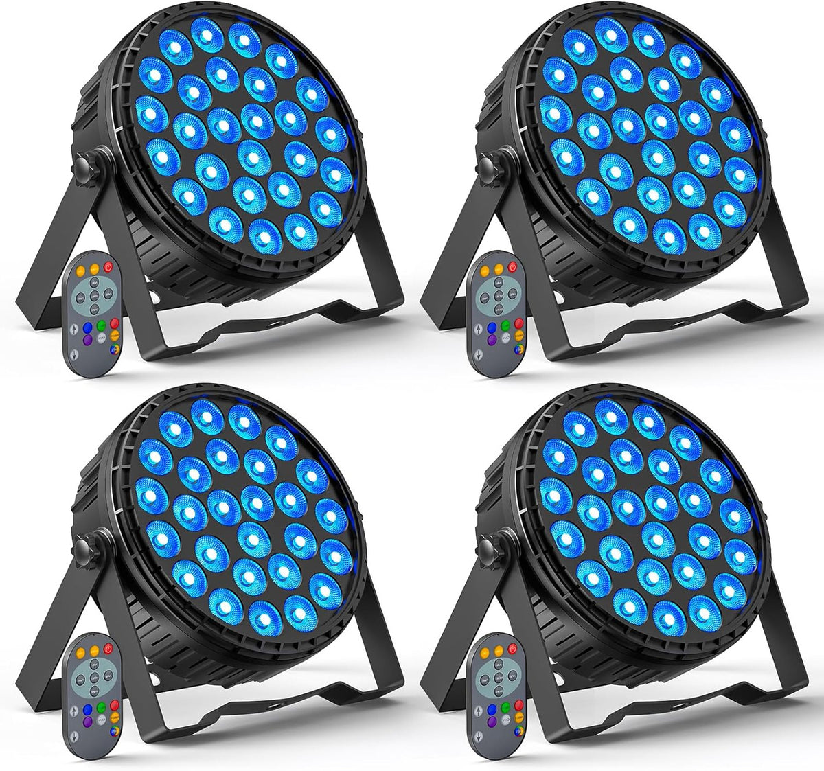 4 Pcs 216W LED Par Headlights, 27 x 8W RGBW LED Par Spotlight DMX Disco Light with Remote Control 6 Modes Effect Spot Party Light for DJ, Party, Show, Christmas, Halloween, Wedding - QUORE