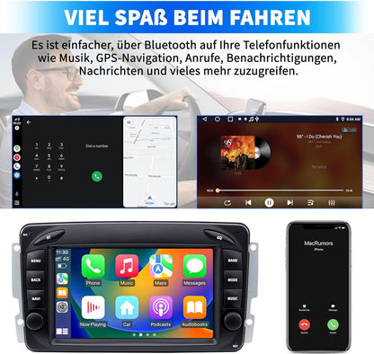 Autoradio voor Mercedes-Benz C-Klasse W203 G-Klasse W463 CLK W209, Android 13 2G+64G met Carplay Android Auto, 7 inch IPS touchscreen GPS-navigatie Bluetooth Mirror Link WiFi FM-radio