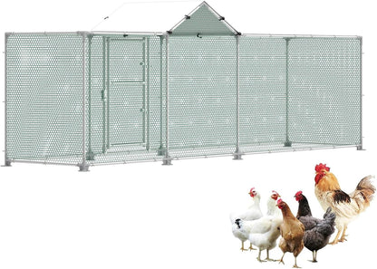 Kippenhok – Vrijloophok – Buitenren – Dierenverblijf – Buitenhok – Verzinkt Staal – Waterdicht Zonnescherm 3x1x1,4m