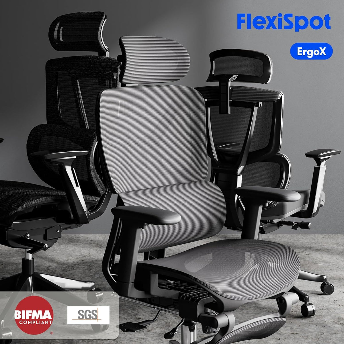 Ergonomische Bureaustoel – Werkstoel – Office Chair – Bureaustoel Met Hoofdsteun – Draaibare Bureaustoel – Adaptieve Lendensteun – Verstelbare Zithoogte en 3D-Armleuningen – Ademend Mesh-Materiaal