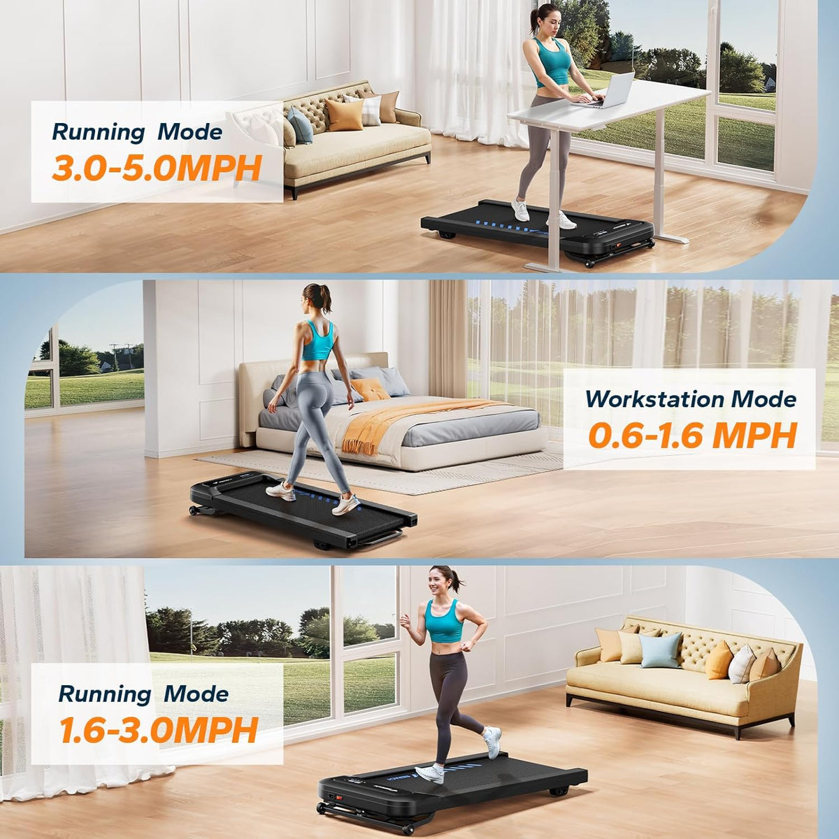 Merach Walking Pad, Treadmill and Walking Pad for Home Use with 9% Automatic Inclination, 1–6km/h, 2.5PK Desk Treadmill for Home and Office, Silent Fitness Device Up to 120KG, APP&Remote Control - QUORE