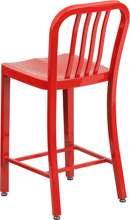 Flash Furniture Buitenstoel, Gegalvaniseerd Staal, Rood, 48.26 x 40.01 x 92.08 cm