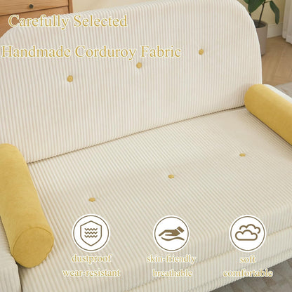 Corduroy Loveseat – 2-Zits Bank – Slaapbank – Fauteuil – Lounger – Verstelbare Rugleuning – Opbergruimte Onder Zitvlak