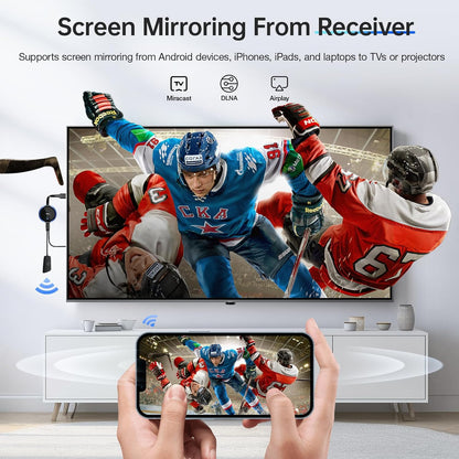 Draadloze USB C-zender en HDMI-ontvanger, AIMIBO 5G HDMI-beeldschermadapter voor streamingvideo van MacBook, iPad, iPhone 15/16, camera naar HDTV, monitor, beschermer, geen app/Bluetooth nodig