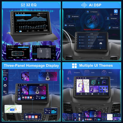 [4+64G] Carplay Radio voor Ford Fiesta 2009-2017 - 9 inch IPS 1280 * 720P Touchscreen EQ Audio - Draadloze Android Auto, AI DSP, Homepage aanpassen, SWC + AHD achteruitrijcamera