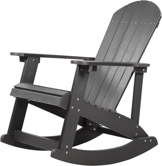 Muskoka Garden Rocking Chair Dark Grey with Wide Armrests Modern Adirondack - QUORE