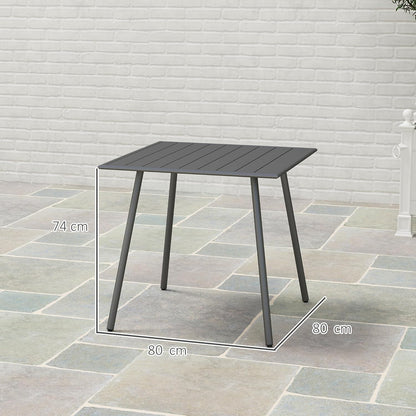 Outsunny Gartentisch Stahl 80 x 80 x 74 cm Wetterfest Buffettisch mit Stahlrahmen, rutschfest Campingtisch 6 Persons Balcony Terrassentisch Outdoor Esstisch für Garten, Terrasse, Balcony, Grau
