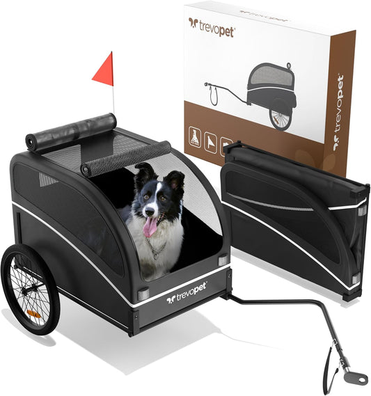 Hondenfietskar 40Kg – Hondenfietskar Opvouwbaar – Fietskar Hond – Hondenkar Voor Fiets – Hondenwagen – Geschikt Voor Alle Fietsen – Incl. Reflectoren & Vlag