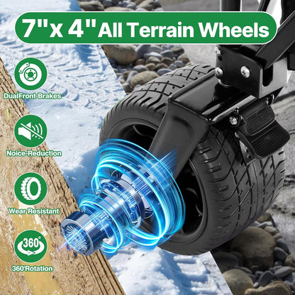 Opvouwbare Bolderkar – Strandwagen – Vouwwagen – Transportwagen – Handwagen – Grote All-Terrain Wielen – Verstelbare Telescopische Handgreep