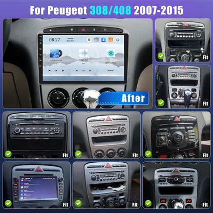 Android Autoradio – Multimediasysteem – Navigatiesysteem – Inbouwradio – Touchscreen Radio – Voor Peugeot 308/408 2007-2015 – Draadloze CarPlay & Android Auto – 9 Inch Touchscreen
