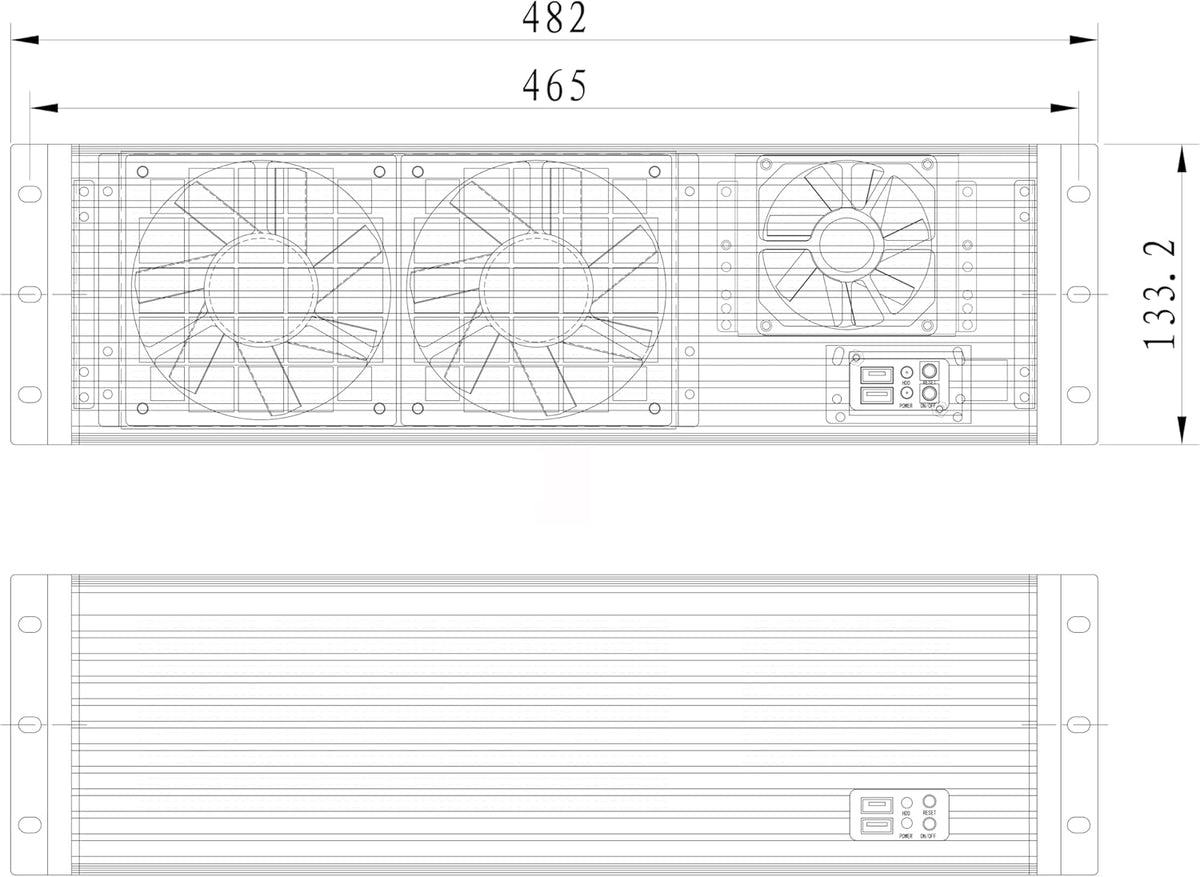 Rack Chassis 19" 3U Zwart – Rackbehuizing – Serverbehuizing – Rackkast – ATX Behuizing – 1 Mm Behandeld Staal – 3 X 80 Mm Ventilatoren
