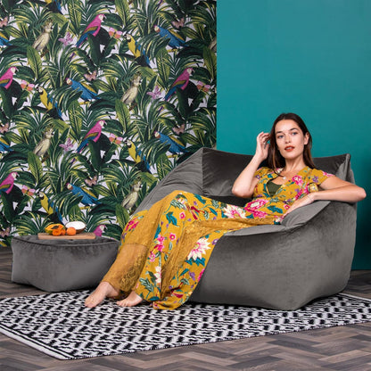 Beanbag Fauteuil – Zitzak Stoel – Lounge Fauteuil – Sessel Zitzak – Hocker – Fluweel Velvet – Inclusief Vulling – Lichtgewicht & Verplaatsbaar