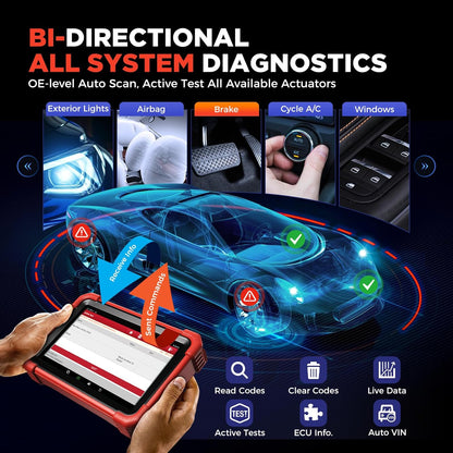 LAUNCH X431 CRP919XBT Elite OBD2-diagnoseapparaat, 2025 draadloos, bidirectionele scantool, ECU-codering, 37+ service, alle systeemdiagnosescanners, FCA AutoAuth, V.A.G Guided, CANFD DoIP, 2 jaar