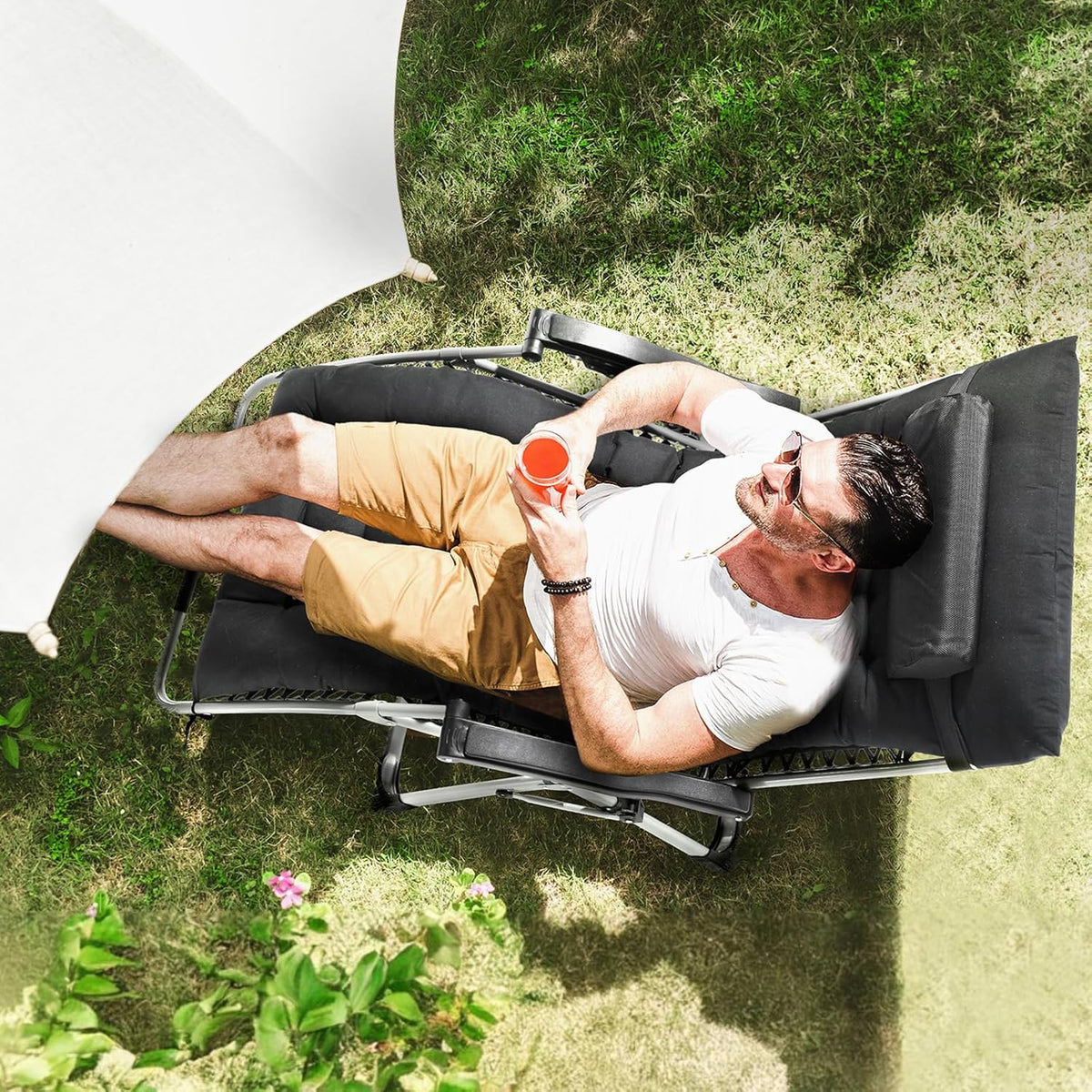 Zero Gravity Relaxstoel – Anti Gravity Stoel – Relaxfauteuil – Tuinstoel – Recliner Stoel – Verstelbaar Tot 500 kg – Stevig Stalen Frame
