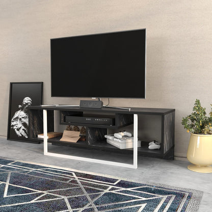 Hanah Home Stijlvolle tv-standaard, zwart & wit, 120 x 35,2 x 40,2 cm, 100% melamine gecoat verdeelbord, 18 mm dik, modern design voor woonkamer en entertainmentruimtes