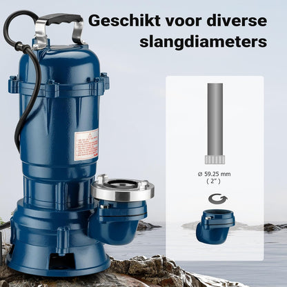 Vuilwaterpomp – Dompelpomp – Afvoerpomp – Bouwpomp – Afvalwaterpomp – 1100W Krachtige Motor – 20 Meter Afvoerslang