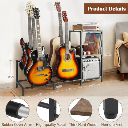 Gitaar Standaard 5-Tier voor Elektrische Gitaar Akoestische , Bas, Gitaarrek Houder Floor Verstelbaar voor Meerdere gitaren, Gitaarversterker Accessoires, Gitaardisplay voor Muziekkamer
