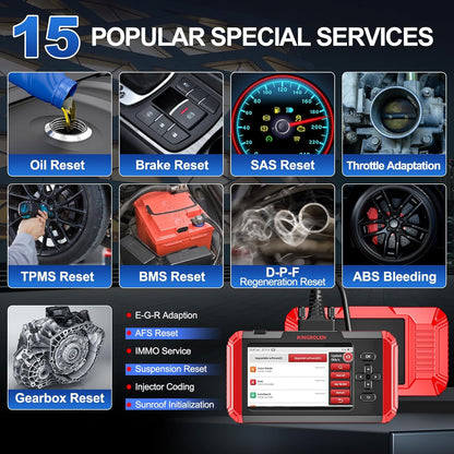KINGBOLEN S800 OBD2 Codelezer, MOTOR, ABS, SRS, AT 4 Systeem Auto Diagnostische Scan Tool, OBD2 scanner met 15 Reset Service, Auto VIN, 16G ROM (Ondersteunt 256G Uitbreiding), Levenslange Gratis